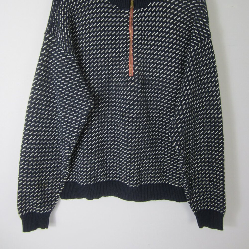 Castaway Nantucket Island Men L Navy Blue  Birdseye Sweater 1/4 Zip Pullover - Picture 7 of 8